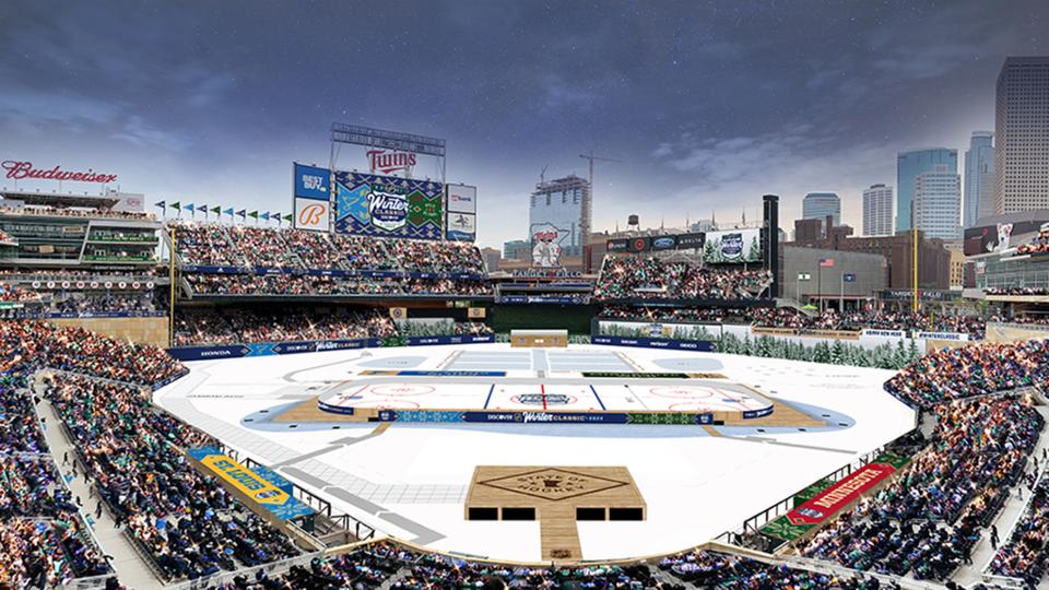 Winter Classic 2022 -- St. Louis Blues and Minnesota Wild players