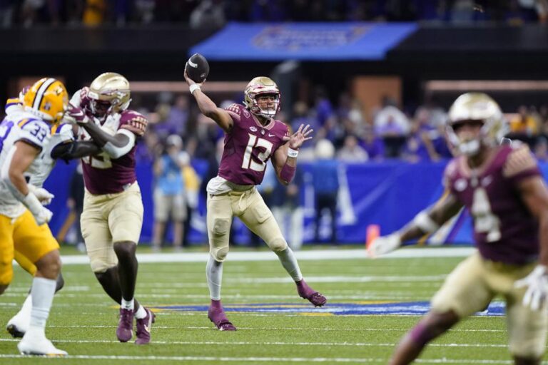 Jordan Travis accounts for 5 TDs and No. 8 Florida State thumps No. 5 LSU 45-24 in marquee matchup