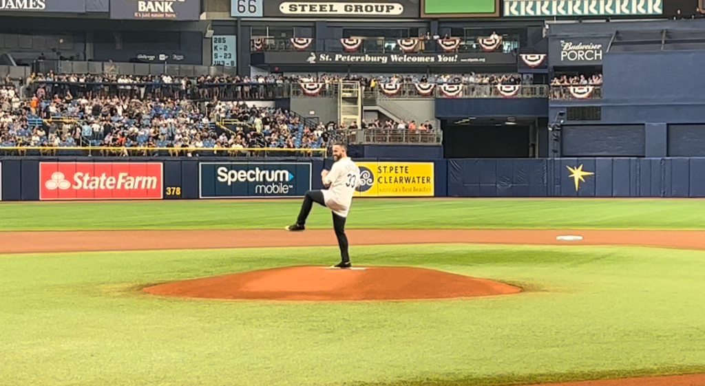 James Shields throws out first pitch on Rays Opening Day 2023
