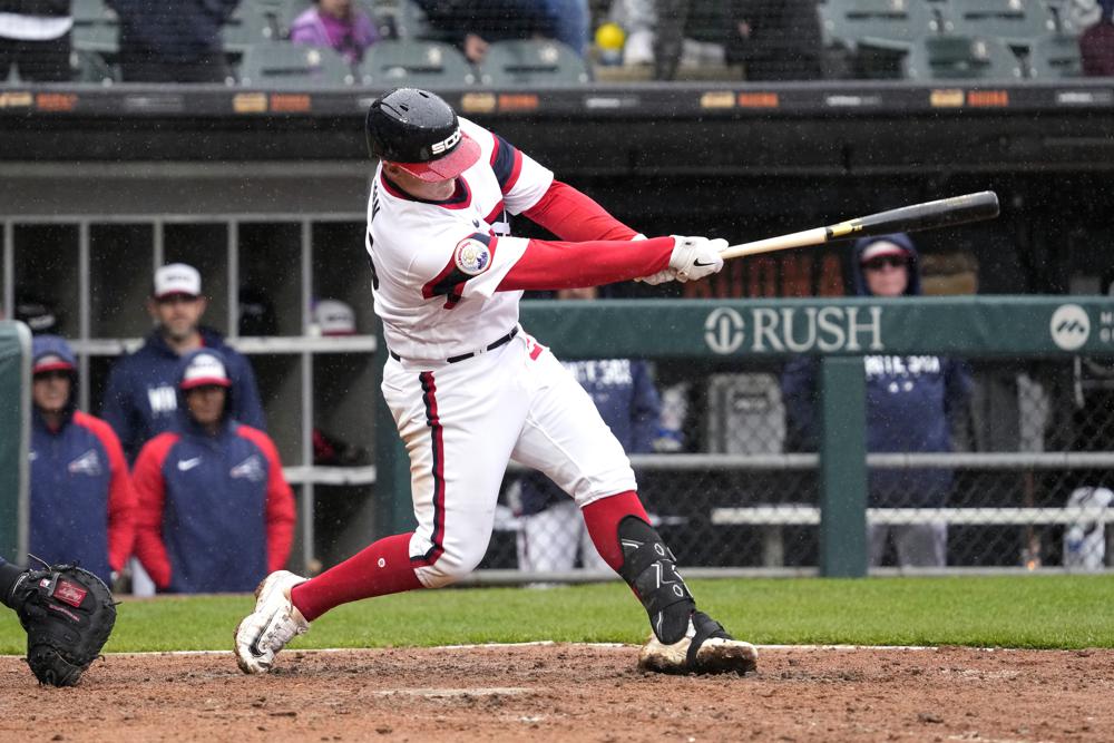 Andrew Vaughn of the Chicago White Sox hits a walk-off three run