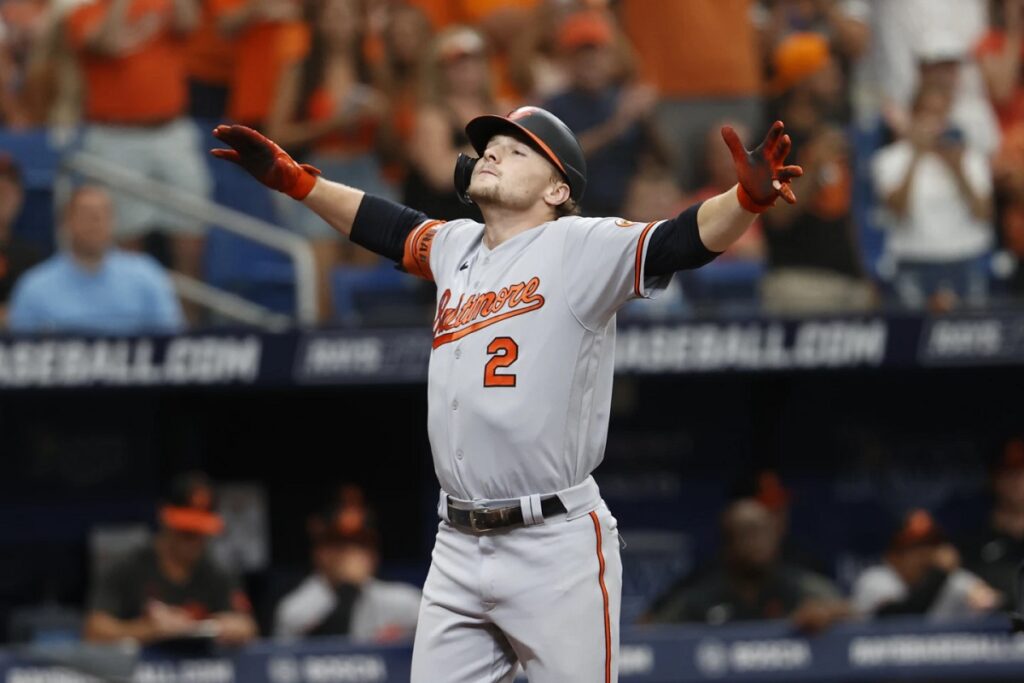 Gunnar Henderson Celebrates Orioles Win Over Rays