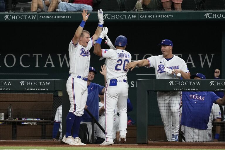 Rangers Celebrate Win Over Rays