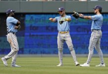 Rays Celebrate Double Header Sweep Over Royals
