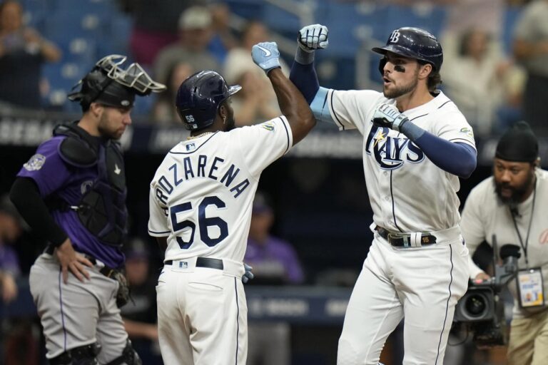 Lowe’s tiebreaking homer in 8th inning gives Rays 5-3 win over Rockies and 3-game sweep