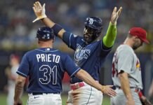 Yandy DIaz Four Hits Leads Rays Past Cardinals 4-2