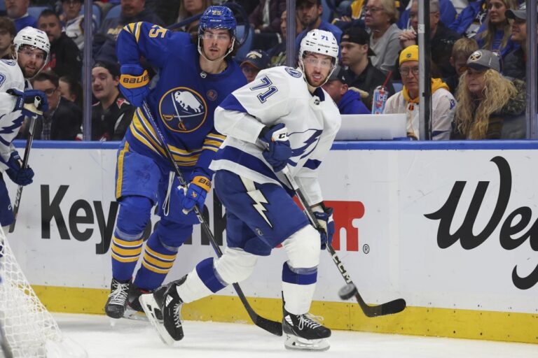 Lightning's Cirelli Looks On In Sabres 3-2 OT Win