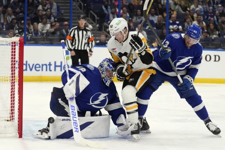 Vasilevskiy has 24 saves, Kucherov has a goal and assist as Lightning beat Penguins 3-1