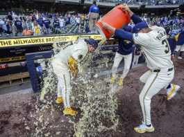 Brewers Celebrate Taking 2 of 3 From Rays