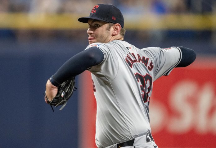 Cleveland Guardians pitcher Gavin Williams throws during the first inning of a baseball game against the Tampa Bay Rays, Saturday, July 13, 2024, in St. Petersburg, Fla. (AP Photo/Chris Tilley)