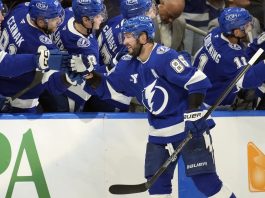 Kucherov scores with 55 seconds to play as Lighting rallies for 4-3 wiver Vegas