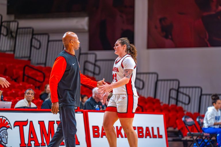 No. 17 University of Tampa rolls past a tough St. Leo team led by Zoe Piller’35 points.