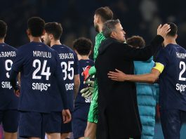 PSG players and Luis Enrique UEFA Champions League
