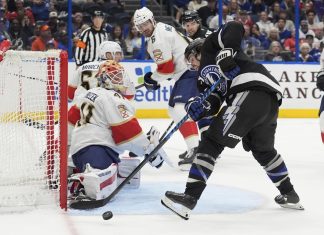 Panthers, Lightning & NHL Unite for Massive Community Push Before 2026 Winter Classic and Stadium Series Florida Panthers goaltender Vitek Vanecek (41) makes a save on a shot by Tampa Bay Lightning center Brayden Point (21) during the second period of an NHL hockey game Tuesday, April 15, 2025, in Tampa, Fla. (AP Photo/Chris O'Meara)