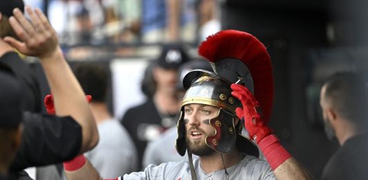 Minnesota Twins Kody Clemens (18) celebrates his home run during the second inning of a baseball game against the Tampa Bay Rays Tuesday, May 27, 2025, in Tampa, Fla. (AP Photo/Jason Behnken)