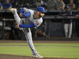 Kansas City Royals pitcher Noah Cameron throws during the sixth inning of a baseball game against the Tampa Bay Rays, Wednesday, April 30, 2025, in Tampa, Fla. (AP Photo/Jason Behnken)