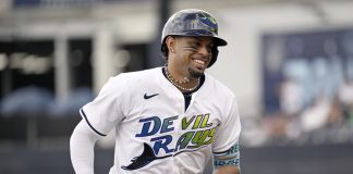 Tampa Bay Rays' Christopher Morel rounds the bases after his home run during the seventh inning of a baseball game against the Detroit Tigers Saturday, June 21, 2025, in Tampa, Fla. (AP Photo/Jason Behnken)