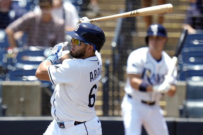 Rays defeat Marlins 4-3 Tampa Bay Rays' Jonathan Aranda lines an RBI single off Miami Marlins pitcher Edward Cabrera during the first inning of a baseball game Friday, June 6, 2025, in Tampa, Fla. (AP Photo/Chris O'Meara)