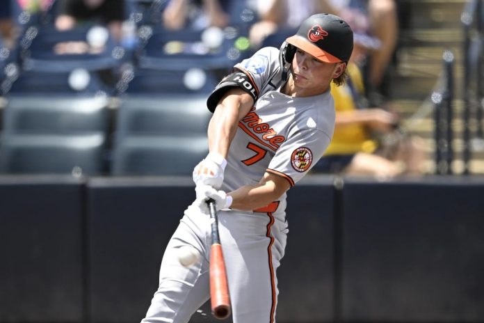 Rays Fall To ORioles 5-3 Baltimore Orioles' Jackson Holliday hits a solo home run during the first inning of a baseball game against the Tampa Bay Rays, Sunday, July 20, 2025, in Tampa, Fla. (AP Photo/Phelan M. Ebenhack