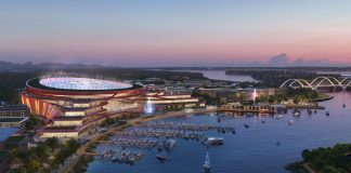 NEW PROPOSED WASHINGTON COMMANDERS STADIUM ON THE OLD RFK SITE.- PHOTO FROM THE COMMANDERS