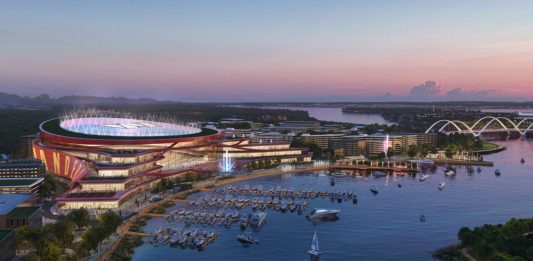 NEW PROPOSED WASHINGTON COMMANDERS STADIUM ON THE OLD RFK SITE.- PHOTO FROM THE COMMANDERS
