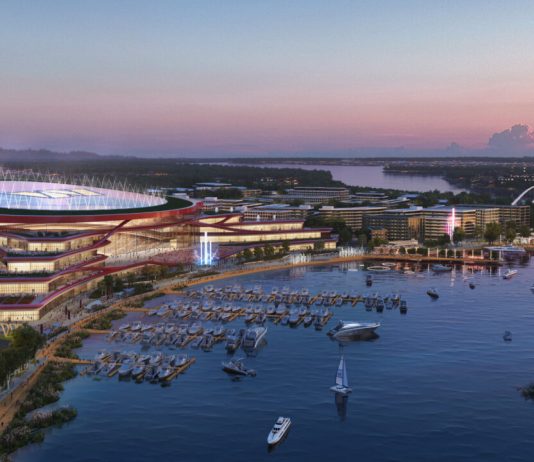 NEW PROPOSED WASHINGTON COMMANDERS STADIUM ON THE OLD RFK SITE.- PHOTO FROM THE COMMANDERS