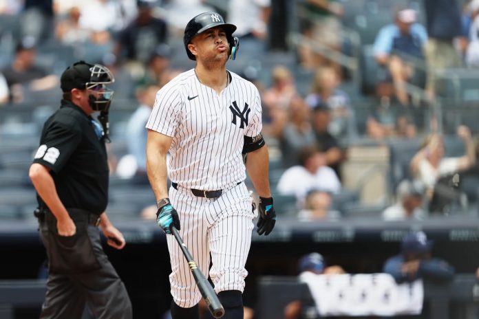 Rays Fall To Yankees 7-4 New York Yankees' Giancarlo Stanton reacts after hitting a home run in the first inning of a baseball game against the Tampa Bay Rays, Thursday, July 31, 2025, in New York. (AP Photo/Heather Khalifa)