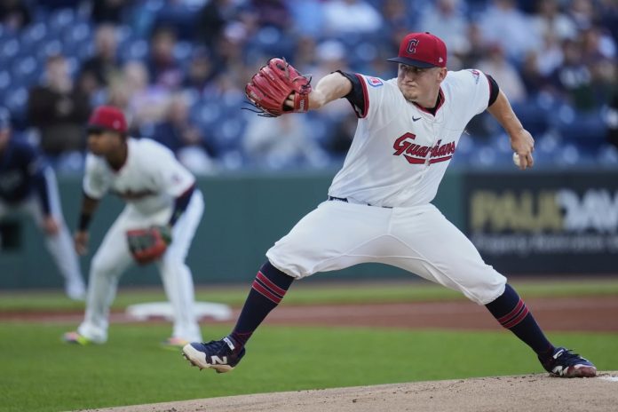 Rays Fall to Guardians 3-0 Cleveland Guardians' Parker Messick pitches in the first inning of a baseball game against the Tampa Bay Rays in Cleveland, Tuesday, Aug. 26, 2025. (AP Photo/Sue Ogrocki)