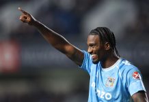 Haji Wright of Coventry City during the Sky Bet Championship match between Millwall and Coventry City at The Den on October 01, 2025 in London, England.